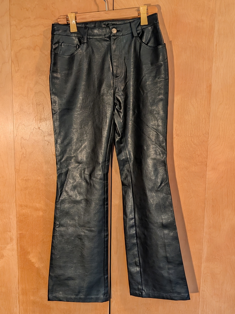 Arizona Jean Company Black Faux Leather Flare Jeans